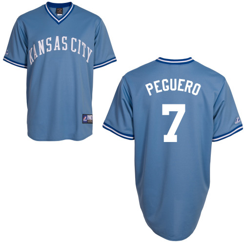 Carlos Peguero #7 MLB Jersey-Kansas City Royals Men's Authentic Road Blue Baseball Jersey